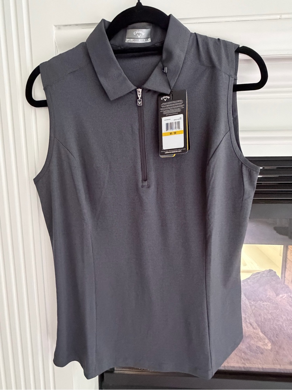 NWT: Callaway Women's Sleeveless Polo Top - Charcoal Gray - sz M